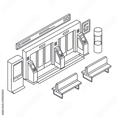 Ticketing System with Benches and Machines.