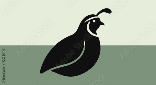 Stylized Silhouette of a Quail Bird with Crest, Minimalist Design