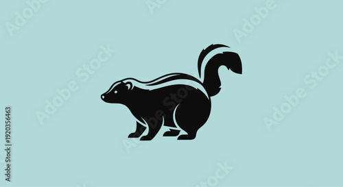 Stylized Skunk Silhouette Icon on Light Blue Background