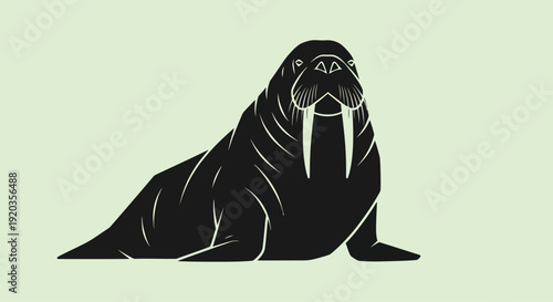 Photos Stylized Walrus Silhouette with Tusks on Light Green Background