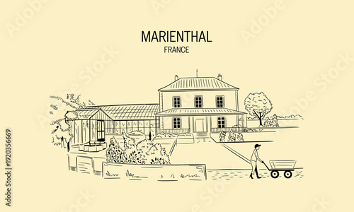 Marienthal France Countryside House with Greenhouse and Gardener country house estate