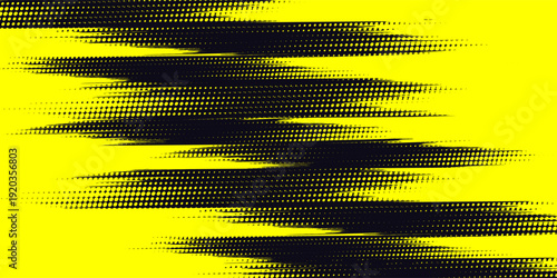 Dynamic Yellow and Black Grunge Background with Halftone Dot Pattern and Distressed Brush Stroke Texture. vector illustration
