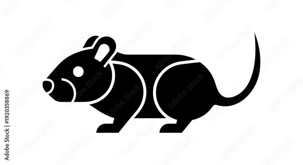 Obraz premium Stylized Black Mouse Icon Vector Illustration