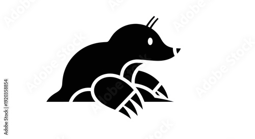Stylized Black Mole Icon - Cute Cartoon Animal Illustration