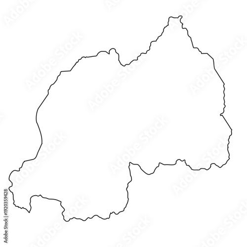 Rwanda outline map silhouette vector geographic border cartography design