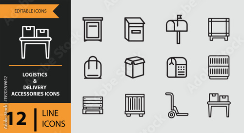 Logistics and Delivery Accessories Outline Icons for Transport Services