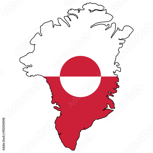 Greenland outline filled with national flag vector geographic identity symbol