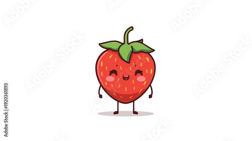 cute strawberry smiling and red cheeks