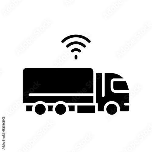 autonomous truck color line icon.