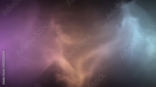Bold Gradient Atmosphere Close-up static shot of abstract, soft-focus pastel light beams cutting through atmospheric haze, creating subtle movement.