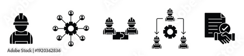 Industrial Worker and Business Process Icon Collection