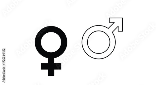 Black and white symbols representing female and male genders side by side