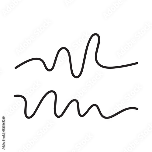 Abstract black squiggly lines form dynamic wavy patterns on a clean white background for minimalist artwork