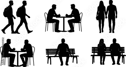 Silhouette of professional business people sitting at a conference table in a modern office boardroom during a corporate meeting isolated