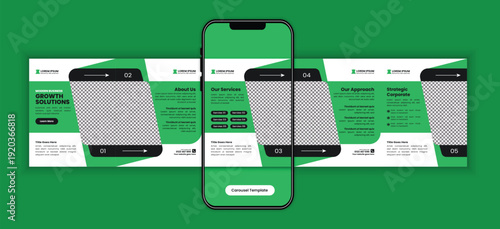 Tech Business Consulting Services Social Media Carousel Post Template for Corporate Strategy and Digital Transformation Agency Promotion