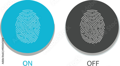Fingerprint recognition status icons illustration, biometric authentication design, digital security concept, identity verification graphic, access control symbol, technology interface element