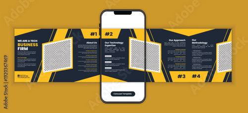 Technology business consulting firm social media carousel template	