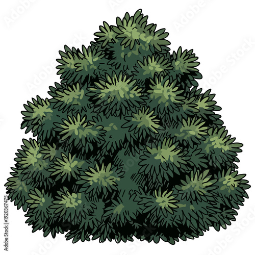 Vibrant autumn bush with fiery leaves and delicate flowers, celebrating the colors of fall in a stylized illustration