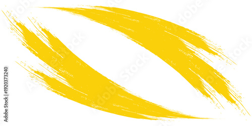 Hand drawn yellow color ink paint brush strokes isolated text design quote or text information.