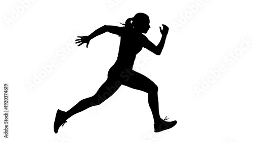 silhouette of a young woman running