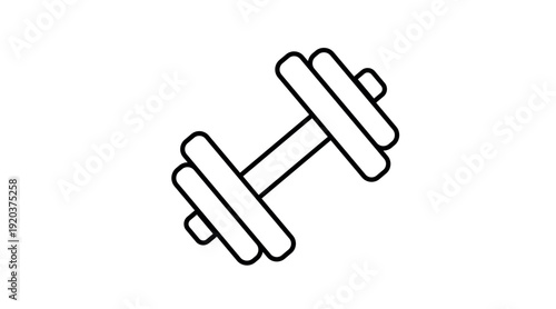 Clean black and white vector dumbbell icon, perfect for representing fitness, strength training, gym equipment, workouts, and sports apps. This minimalist, scalable symbol works seamlessly for UI/UX d