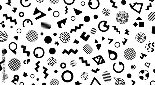 Collection of Various Black Geometric Shapes.