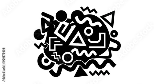 Black Abstract Geometric Shapes and Symbols.