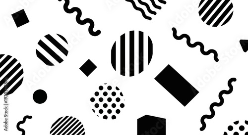 Black Geometric Shapes and Patterns Collection.