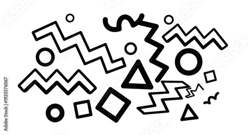 Black Geometric Shapes and Lines Design.