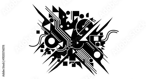 Abstract Geometric Shapes and Circuitry Design.