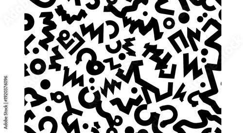 Black Abstract Shapes on White Background.