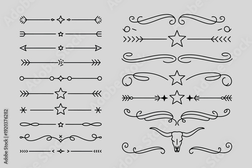 Dividers Old Western line vector illustration