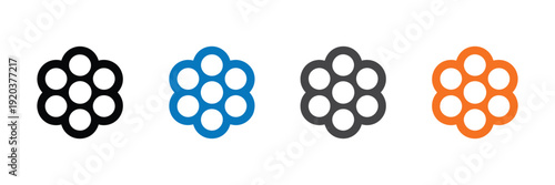 Revolver Cylinder Icons bold vector illustration, black, blue, grey, and orange firearm cylinder graphics for impactful design