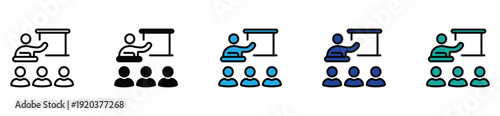 Teacher Lecturing Students in Classroom Icon Set