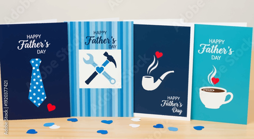 Assorted Father's Day greeting cards with various designs.