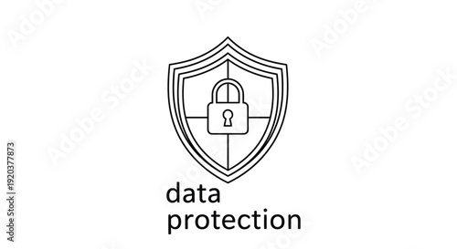 Data protection concept a shield with a padlock and accompanying text