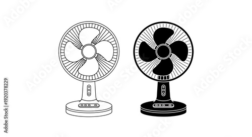 Two electric fans side by side with different designs and colors