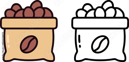 Coffee Beans in Burlap Sack Vector Illustration,