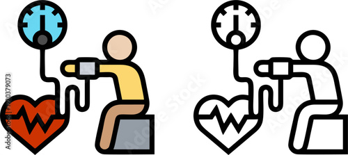 Blood Pressure Measurement with Heart Rate Monitor Icon,