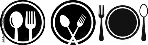 Dining Set with Plate Spoon and Fork Silhouettes,