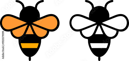 Flying Honey Bee Top View Vector Illustration,