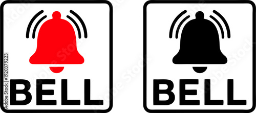 Notification Bell Icon with Text Label Symbol,