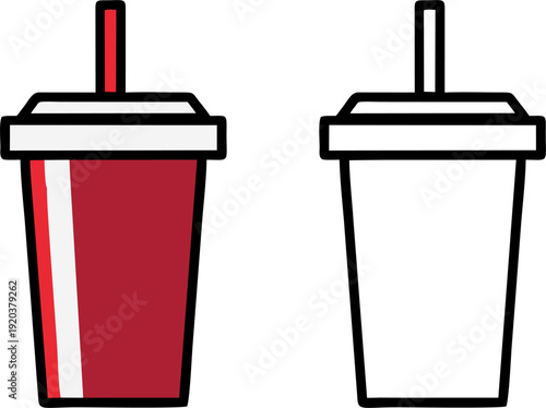 Soda Paper Cup with Straw Vector Illustration,