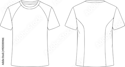 White T- Shirt with Contrast Stitching and Short Sleeves Front and Back View t-shirt front view
