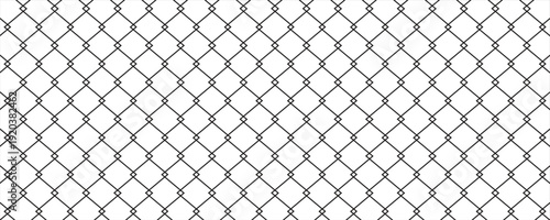 Steel wire chain link fence seamless pattern. Metal lattice with rhombus, diamond shape silhouette. Grid fence background.