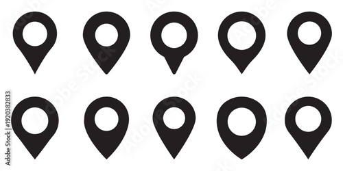 Set of location map pin icons. Map marker pointer icon. Vector illustration.
