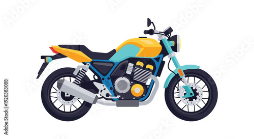 A colorful depiction of a classic motorcycle showcasing its design and form in a bold silhouette high quality professional detailed modern