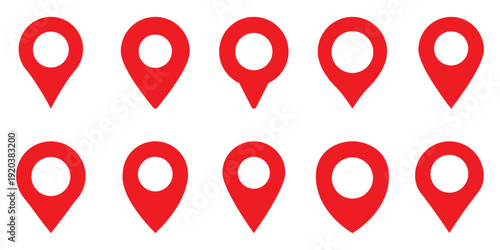 Set of location map pin icons. Map marker pointer icon. Vector illustration.