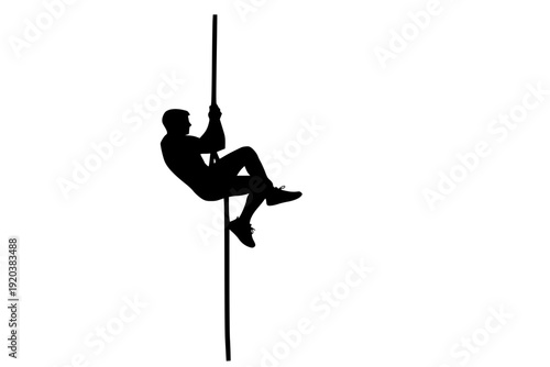 Athlete Climbing Rope Silhouette Vector for Functional Fitness Strength and Military Style Obstacle Training
