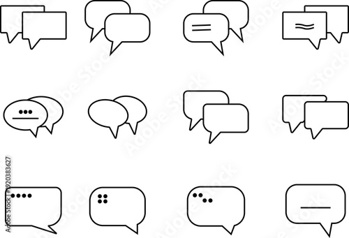 Diverse set of chat and speech bubble icons for digital communication